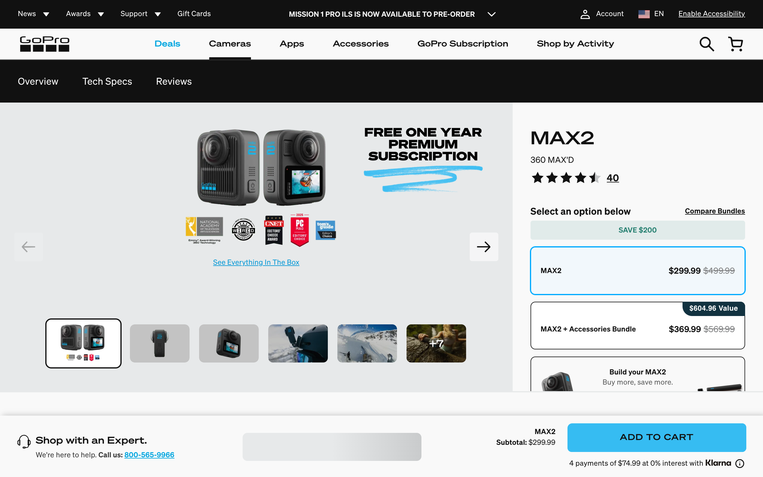 GoPro Max 2 für 299,99 $ auf gopro.com